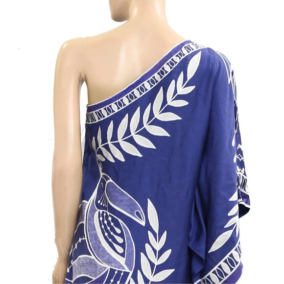 Farm Rio Anthropologie One Shoulder Mini Dress Bird Printed Beach S NEW 281563 - Picture 7 of 7